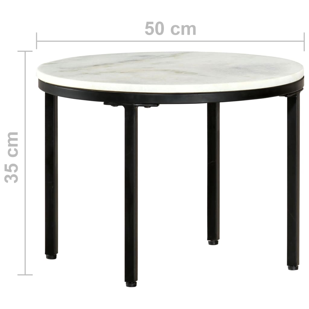 vidaXL Mesa de centro mármol macizo auténtico blanco y negro Ø50 cm