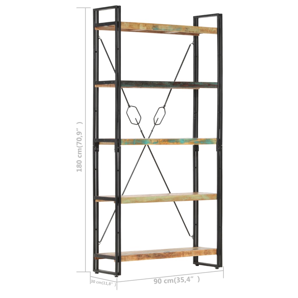 vidaXL Estantería de 5 niveles de madera maciza reciclada 90x30x180 cm