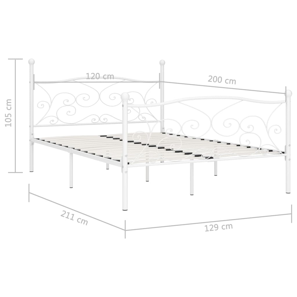 vidaXL Estructura cama con somier sin colchón metal blanco 120x200 cm