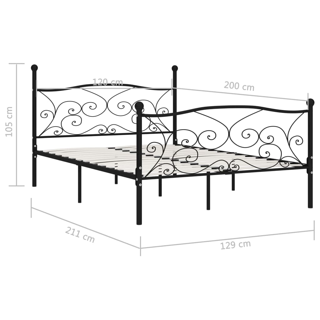 vidaXL Estructura de cama con somier metal negro 120x200 cm