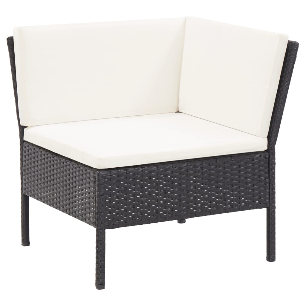 vidaXL Set muebles de jardín 6 piezas y cojines ratán sintético negro