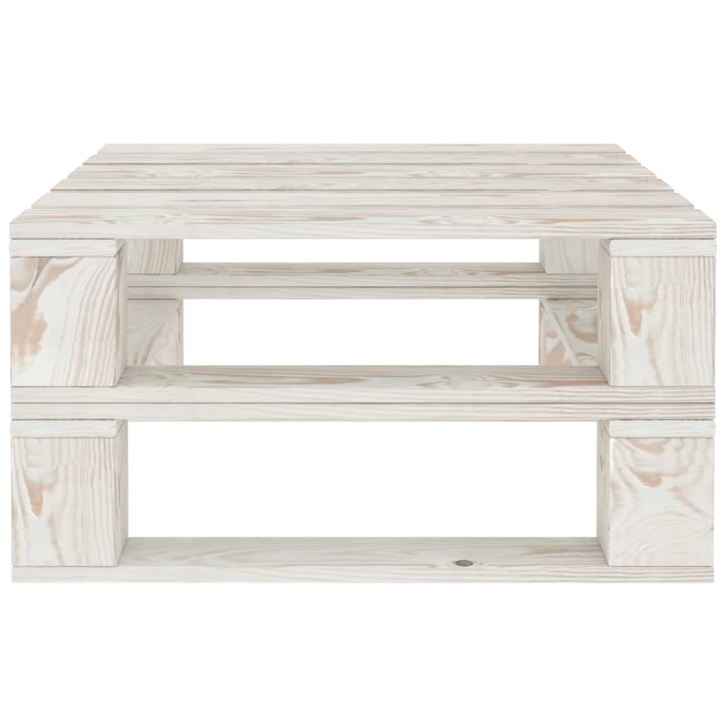 vidaXL Mesa de palés para jardín madera blanco