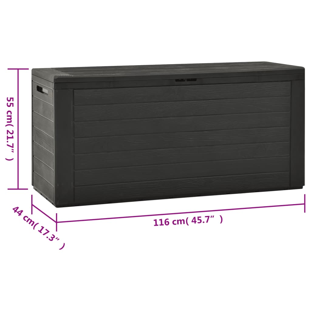 vidaXL Caja de almacenamiento de jardín gris antracita 116x44x55 cm