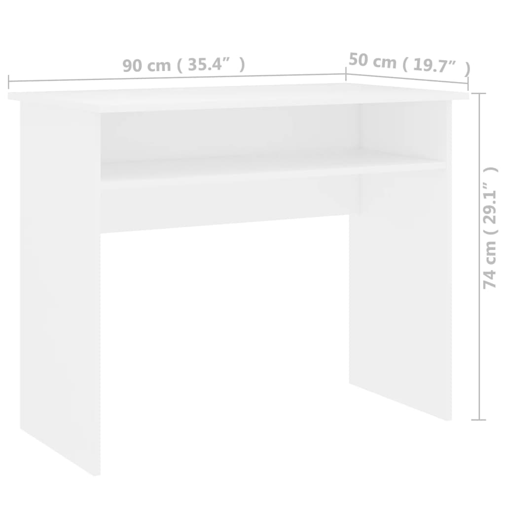 vidaXL Escritorio de madera contrachapada blanco 90x50x74 cm