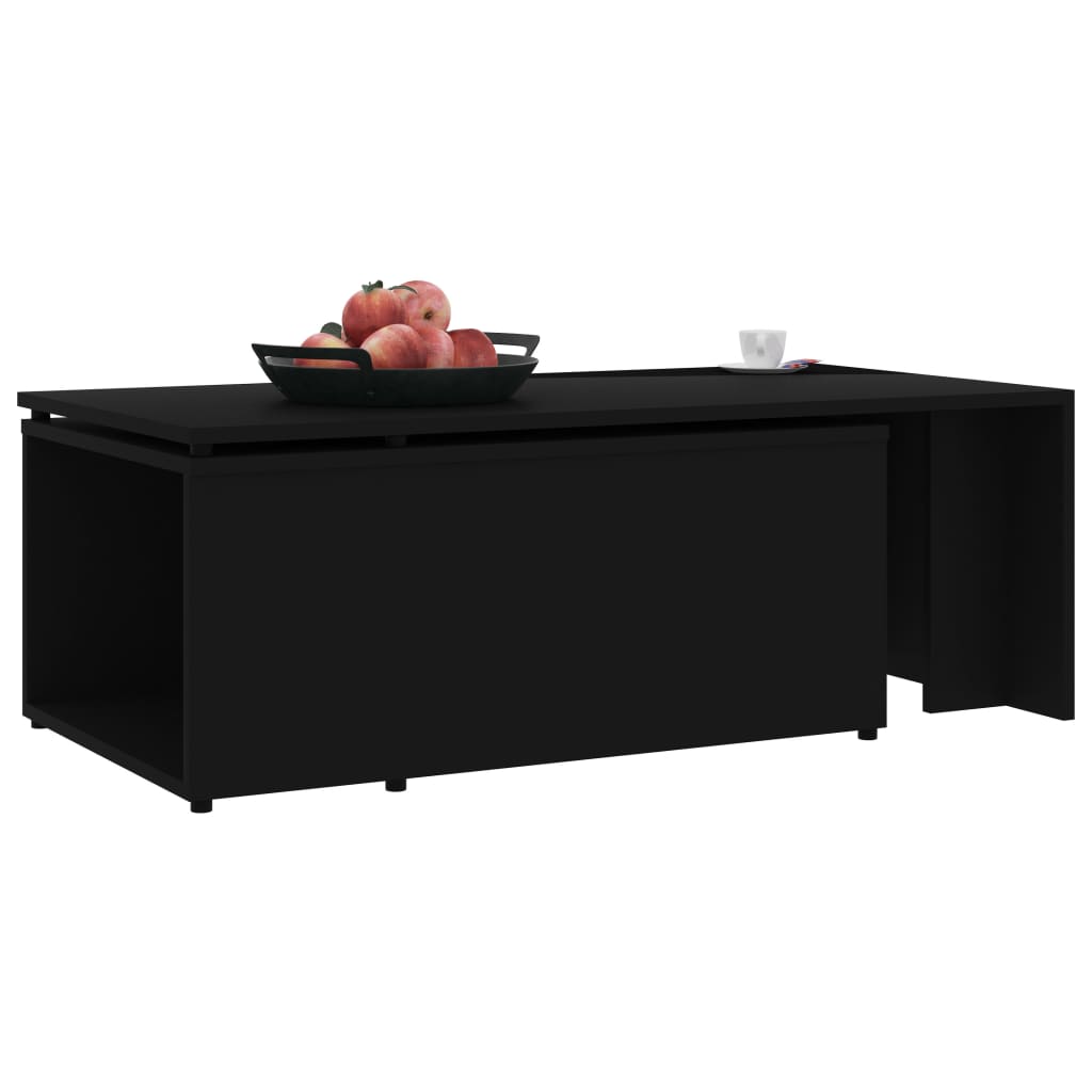 vidaXL Mesa de centro madera contrachapada negro 150x50x35 cm