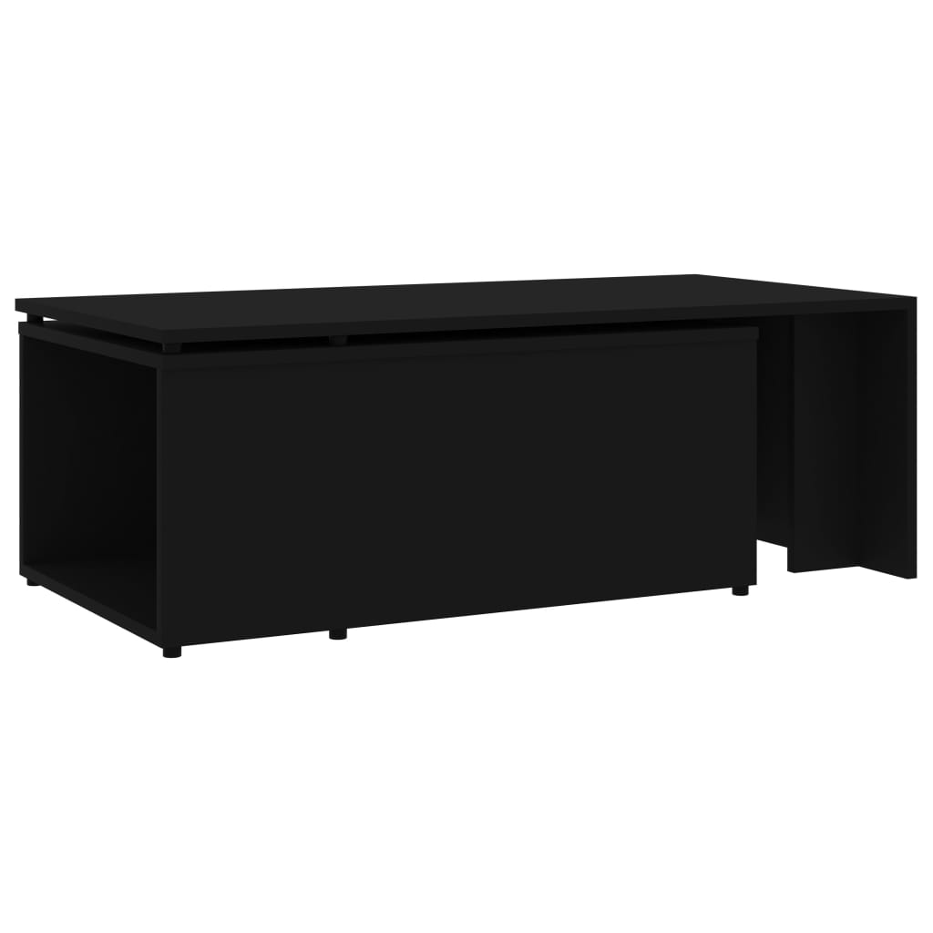 vidaXL Mesa de centro madera contrachapada negro 150x50x35 cm