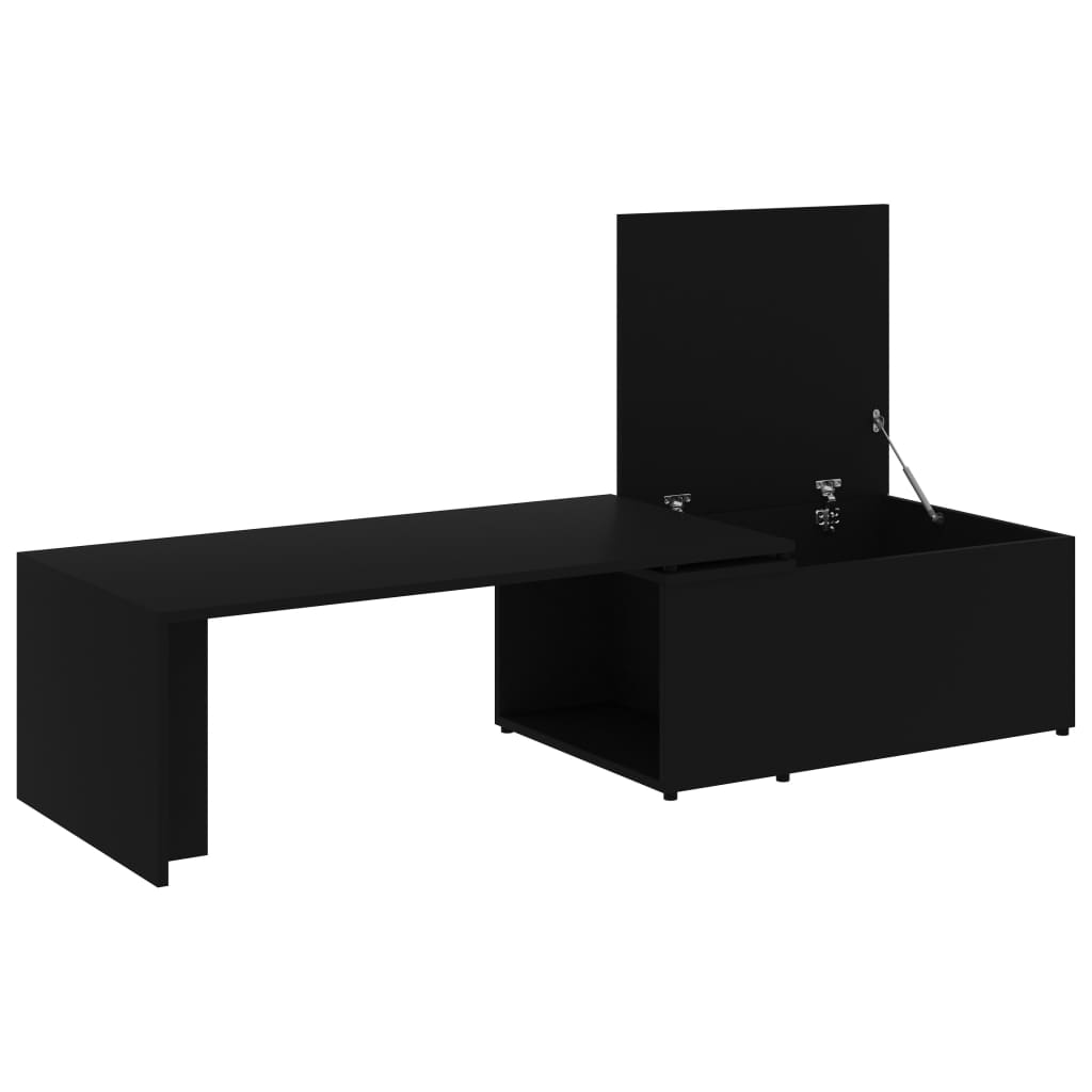 vidaXL Mesa de centro madera contrachapada negro 150x50x35 cm