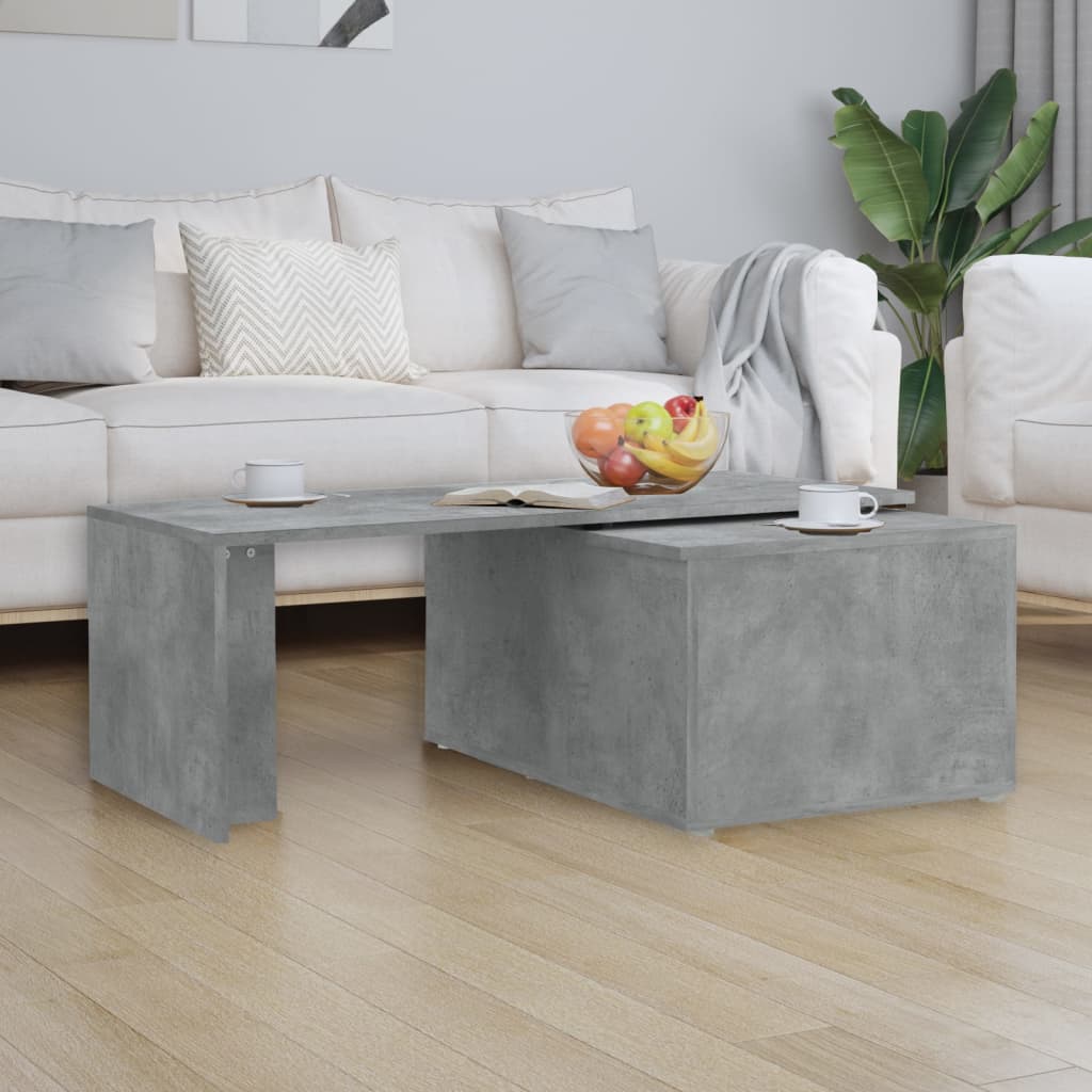 vidaXL Mesa de centro madera contrachapada gris hormigón 150x50x35 cm