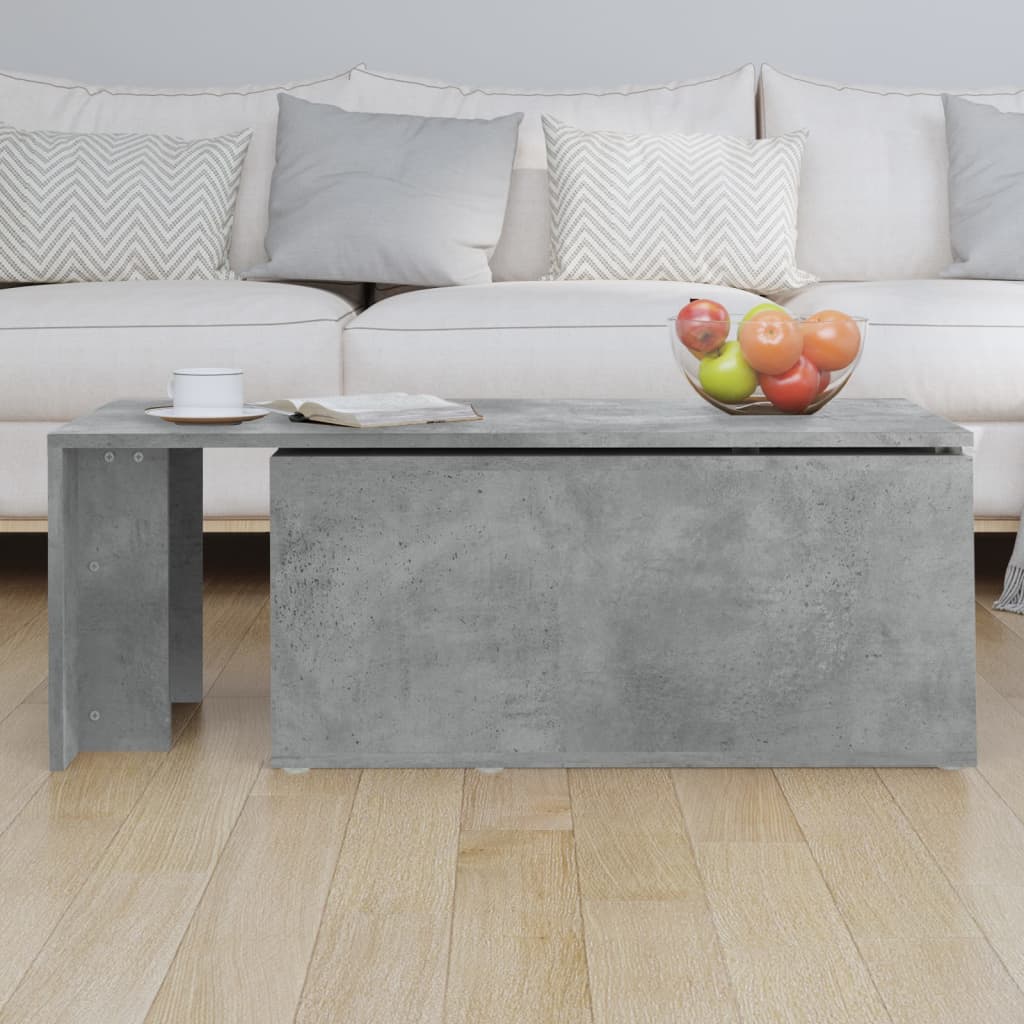 vidaXL Mesa de centro madera contrachapada gris hormigón 150x50x35 cm