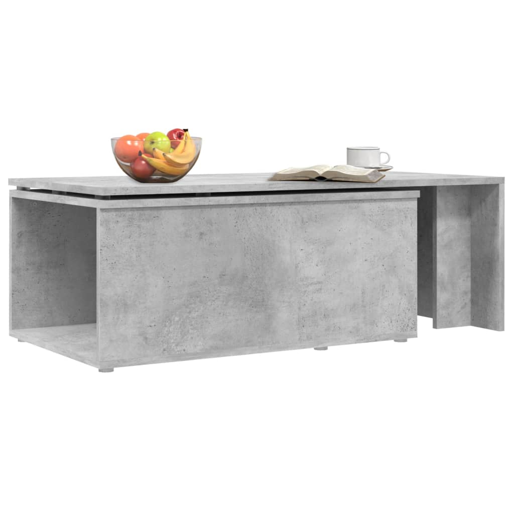 vidaXL Mesa de centro madera contrachapada gris hormigón 150x50x35 cm