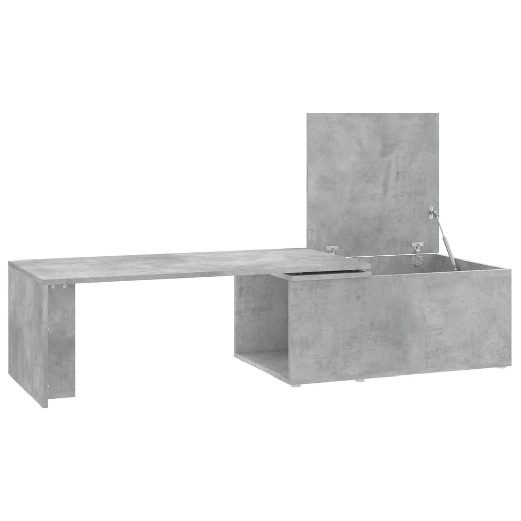 vidaXL Mesa de centro madera contrachapada gris hormigón 150x50x35 cm