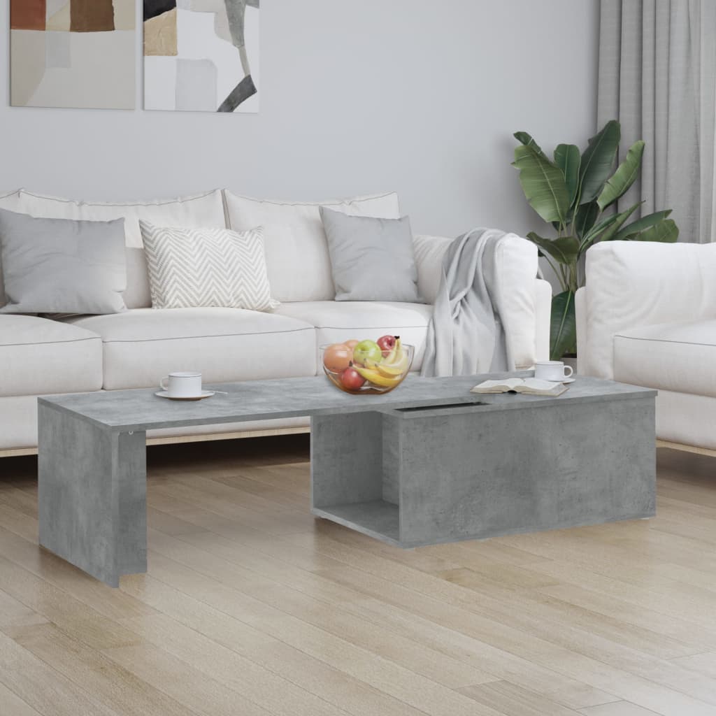 vidaXL Mesa de centro madera contrachapada gris hormigón 150x50x35 cm