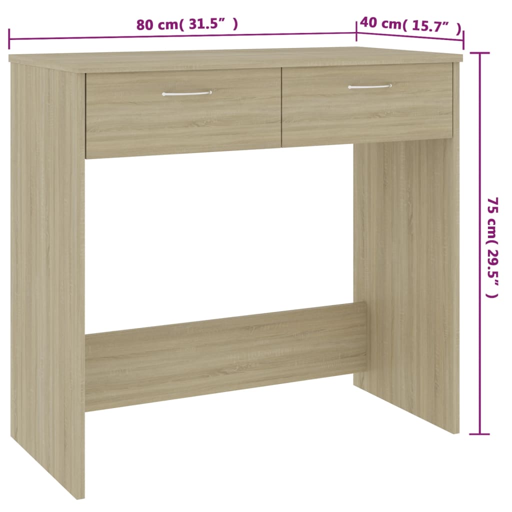 vidaXL Escritorio madera contrachapada color roble Sonoma 80x40x75 cm