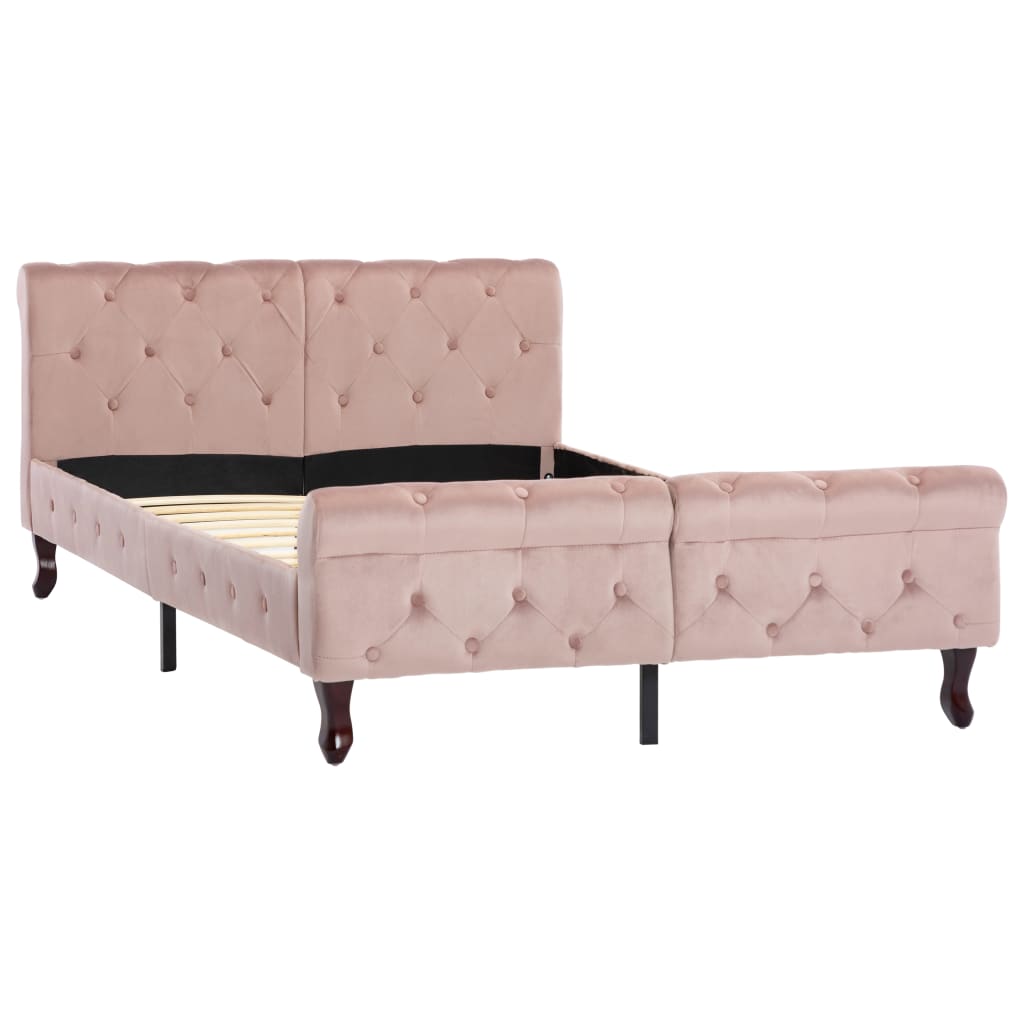 vidaXL Estructura de cama sin colchón terciopelo rosa 120x200 cm