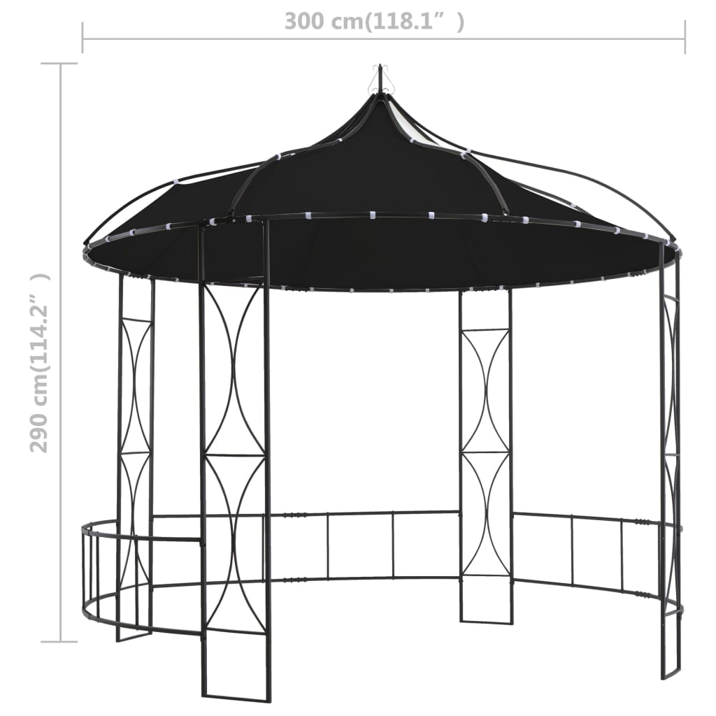 vidaXL Cenador redondo gris antracita 300x290 cm