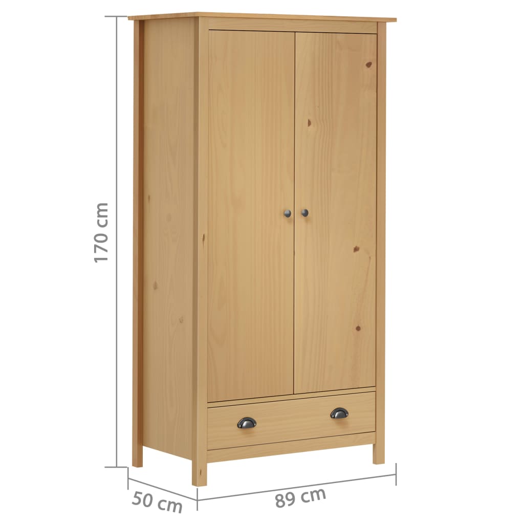 vidaXL Armario de 2 puertas Hill madera maciza pino 89x50x170cm