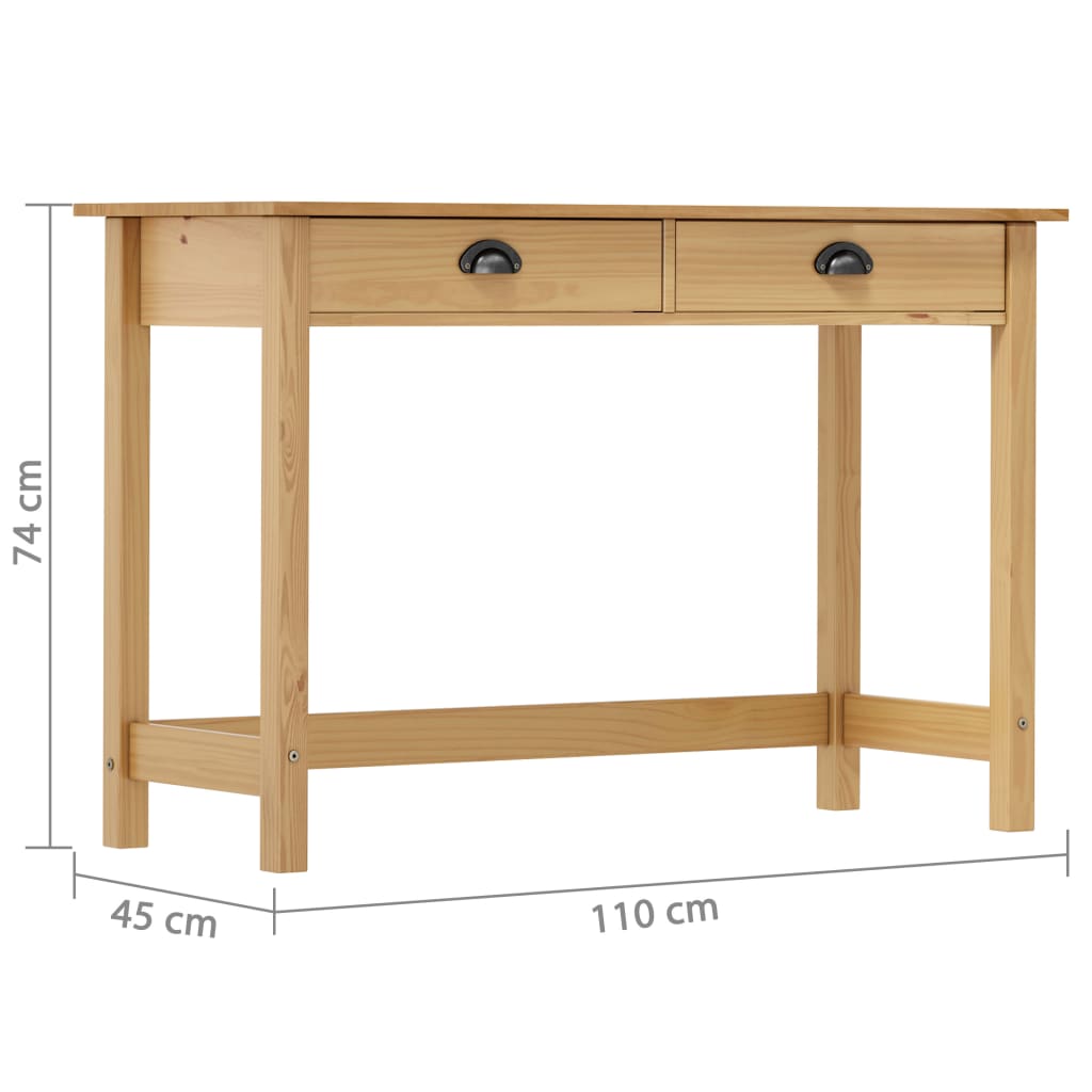 vidaXL Mesa consola Hill con 2 cajones madera pino 110x45x74 cm