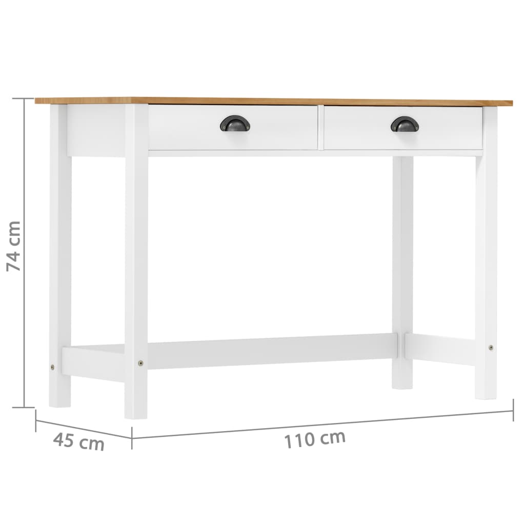 vidaXL Mesa consola Hill con 2 cajones madera pino 110x45x74 cm