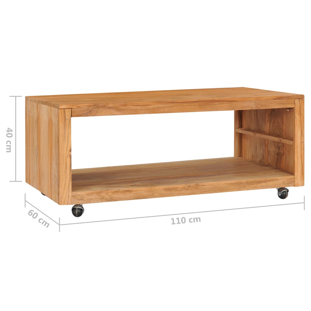 vidaXL Mesa de centro de madera maciza de teca 110x60x40 cm