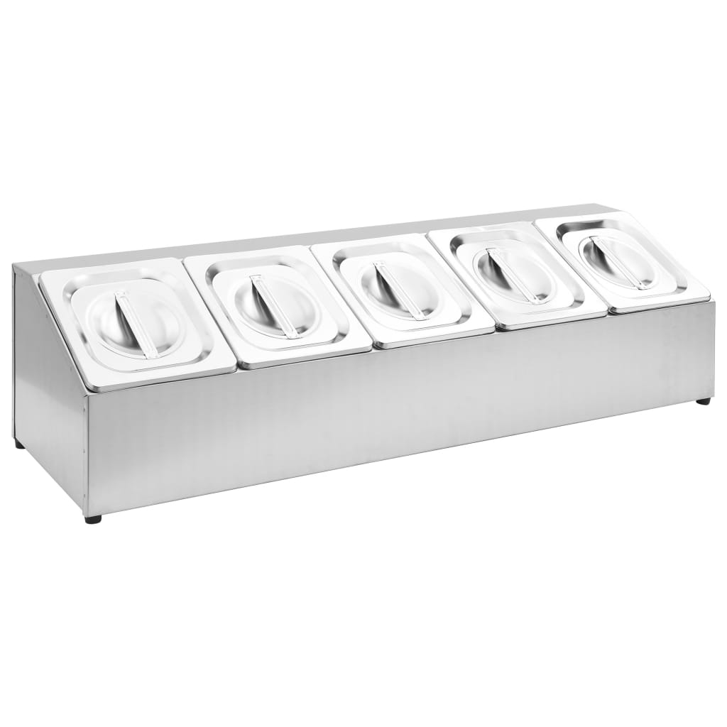 vidaXL Soporte bandeja Gastronorm con 5 bandejas 1/6 acero inoxidable