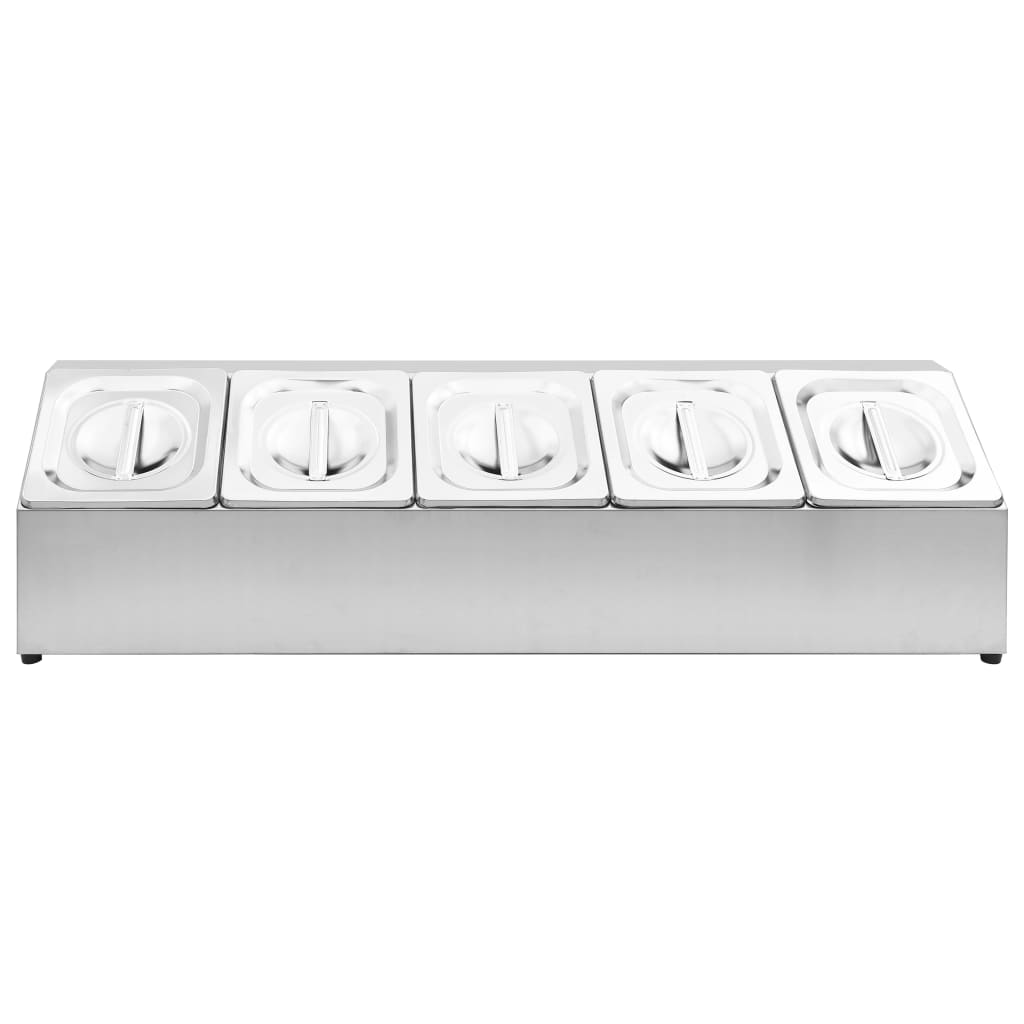 vidaXL Soporte bandeja Gastronorm con 5 bandejas 1/6 acero inoxidable