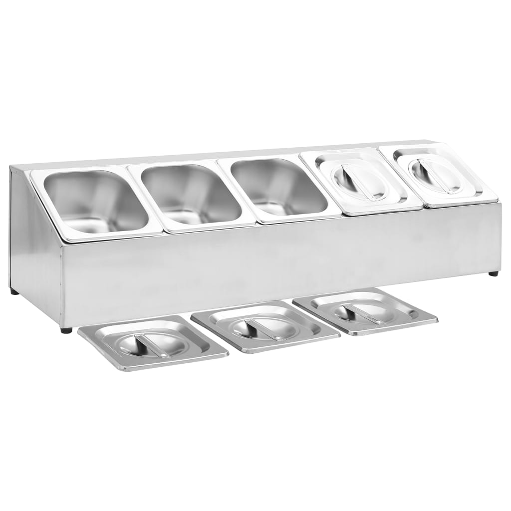 vidaXL Soporte bandeja Gastronorm con 5 bandejas 1/6 acero inoxidable