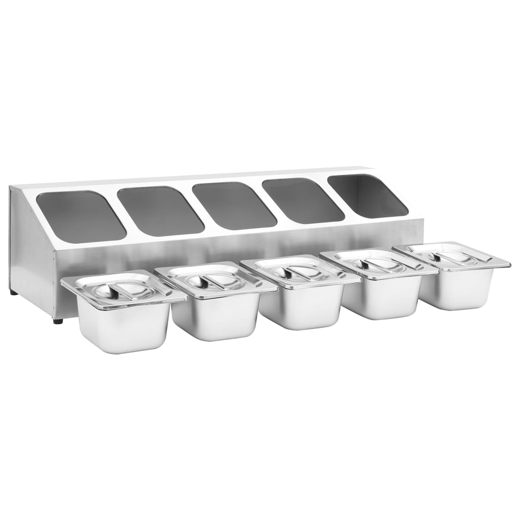 vidaXL Soporte bandeja Gastronorm con 5 bandejas 1/6 acero inoxidable