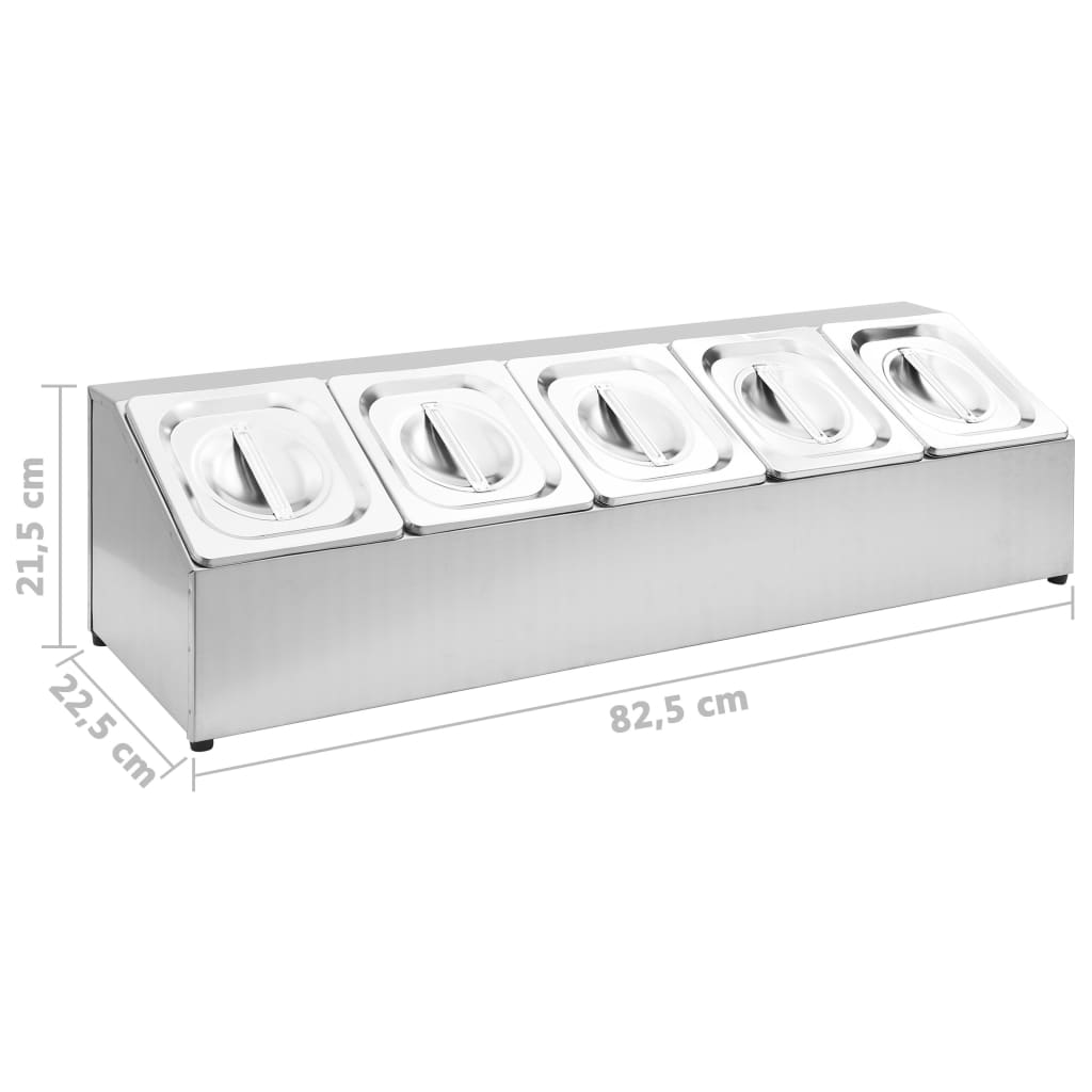 vidaXL Soporte bandeja Gastronorm con 5 bandejas 1/6 acero inoxidable