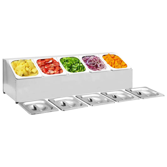 vidaXL Soporte bandeja Gastronorm con 5 bandejas 1/6 acero inoxidable