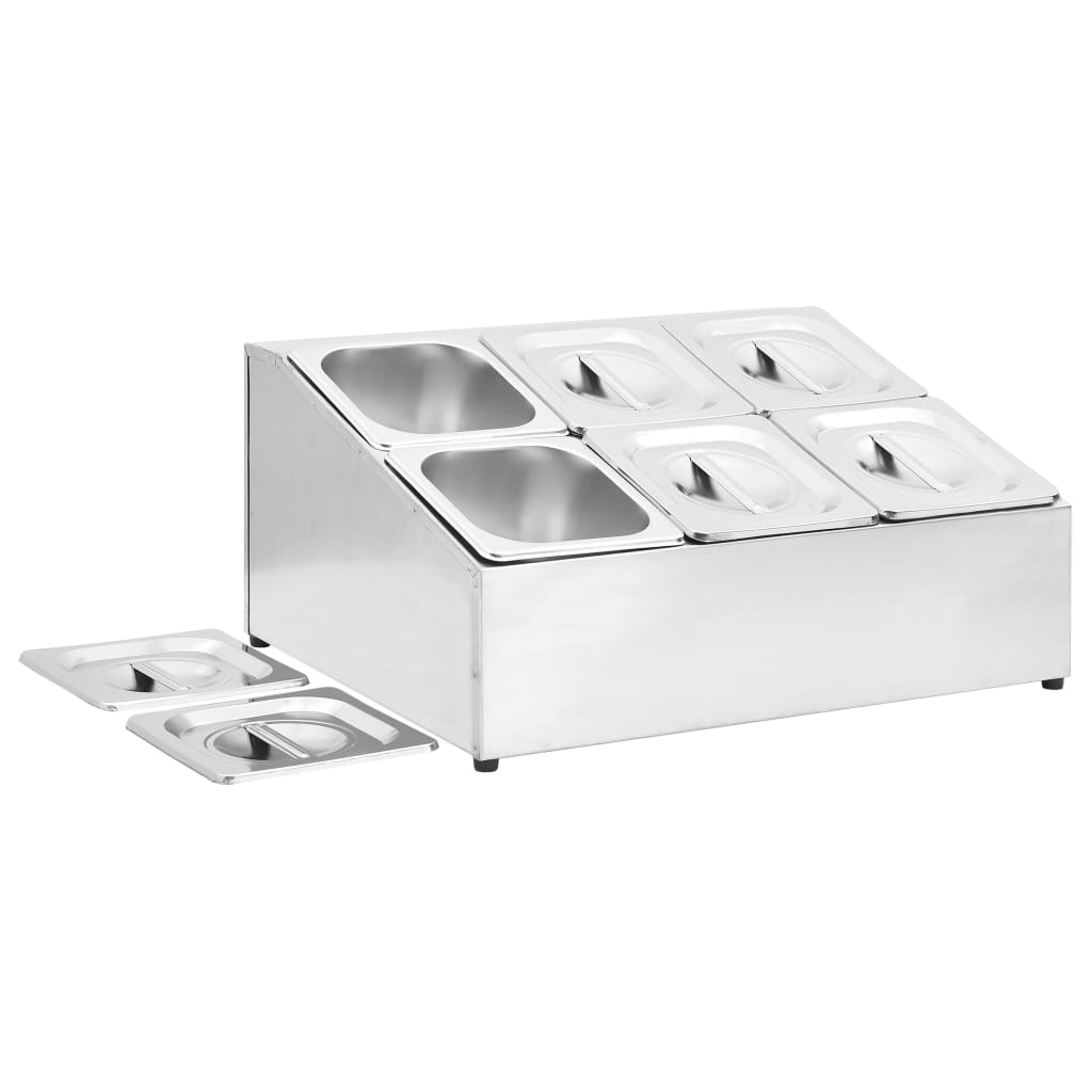 vidaXL Soporte bandeja Gastronorm con 6 bandejas 1/6 acero inoxidable