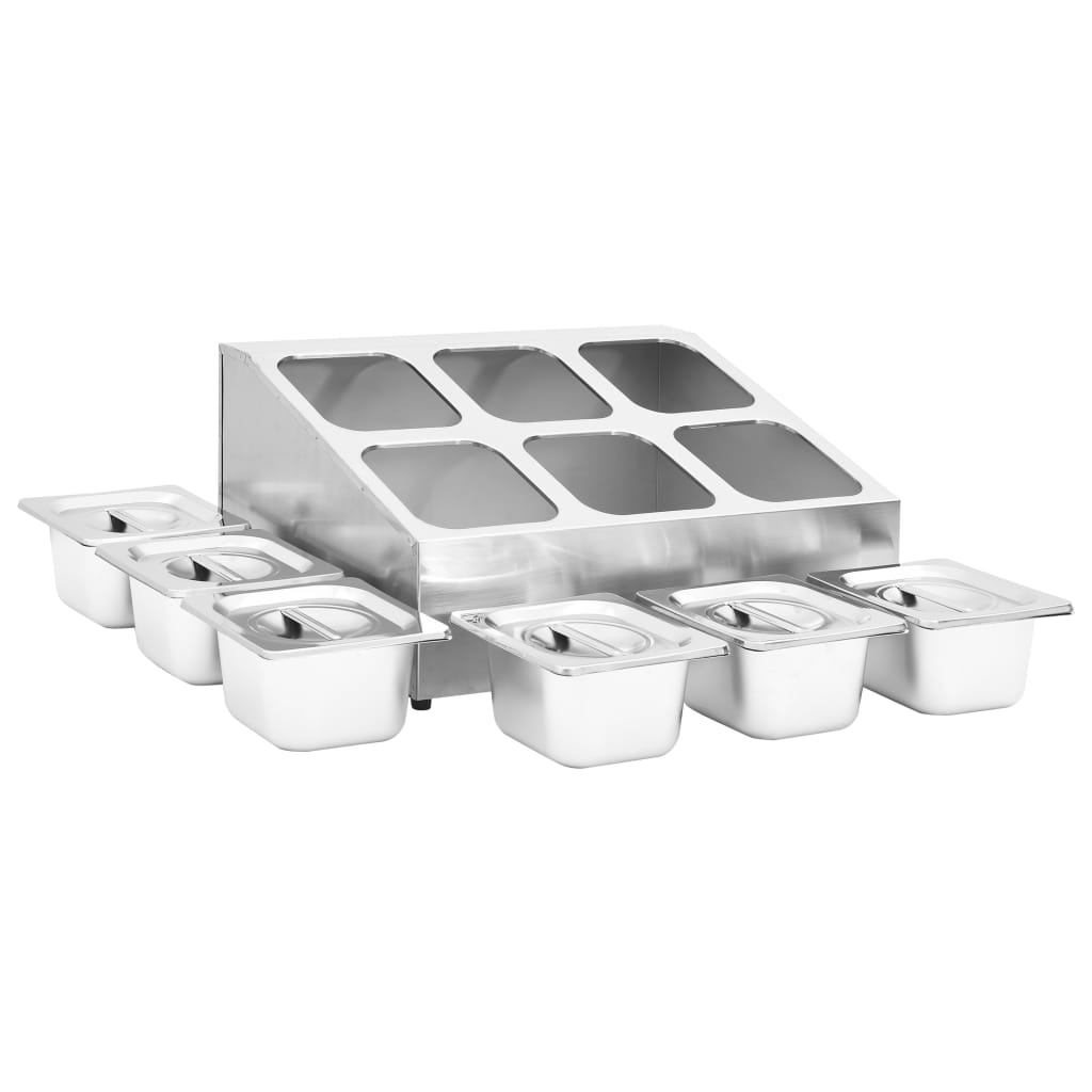 vidaXL Soporte bandeja Gastronorm con 6 bandejas 1/6 acero inoxidable