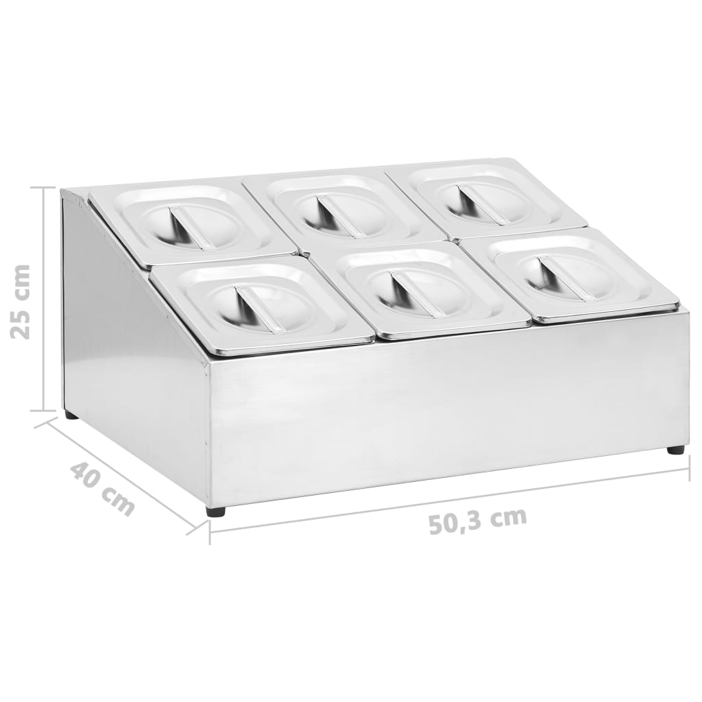 vidaXL Soporte bandeja Gastronorm con 6 bandejas 1/6 acero inoxidable