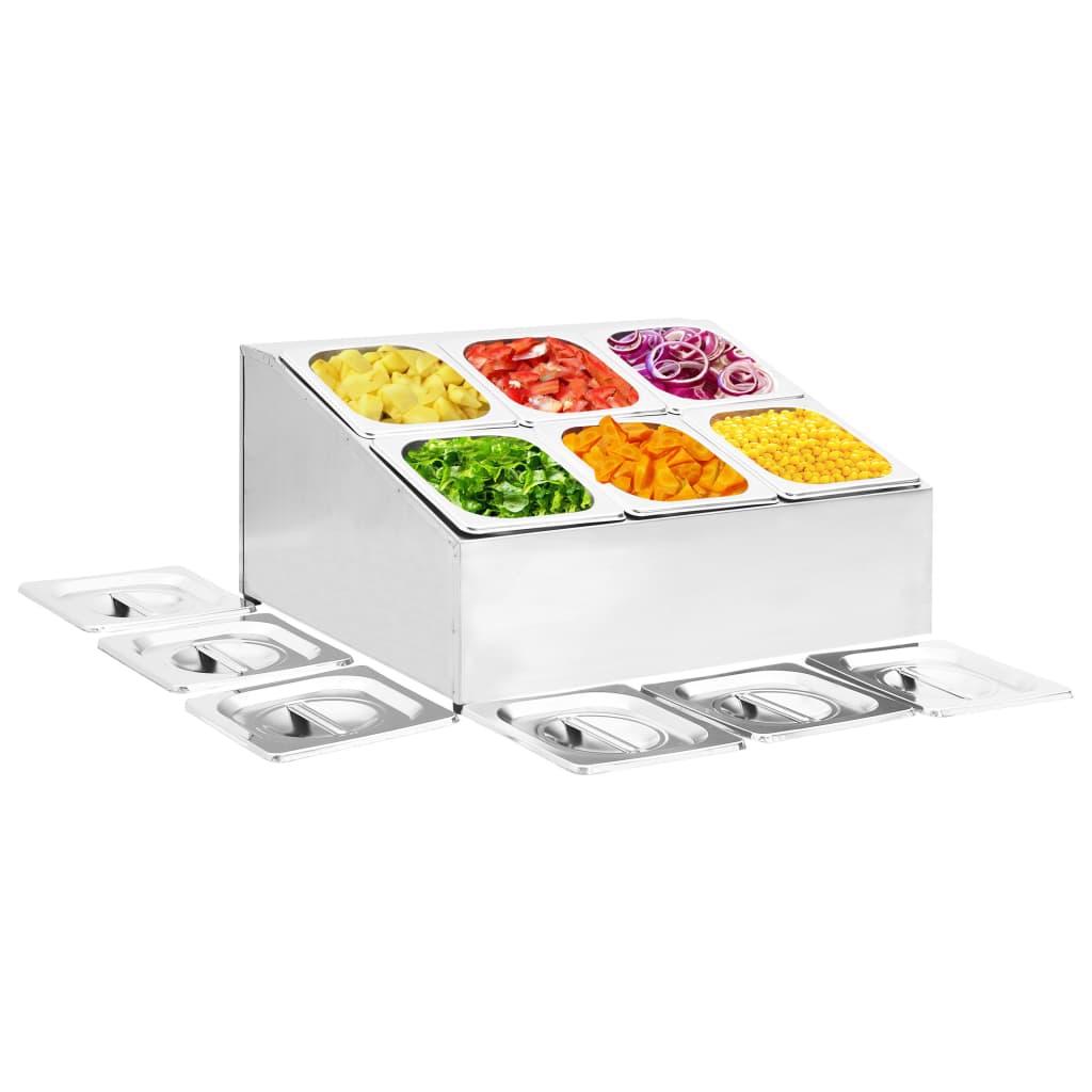 vidaXL Soporte bandeja Gastronorm con 6 bandejas 1/6 acero inoxidable