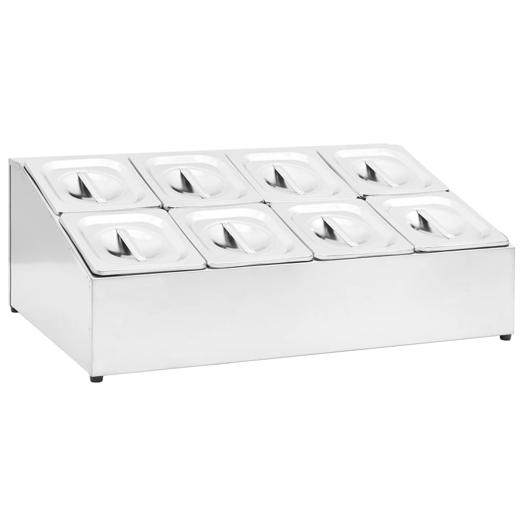 vidaXL Soporte bandeja Gastronorm con 8 bandejas 1/6 acero inoxidable