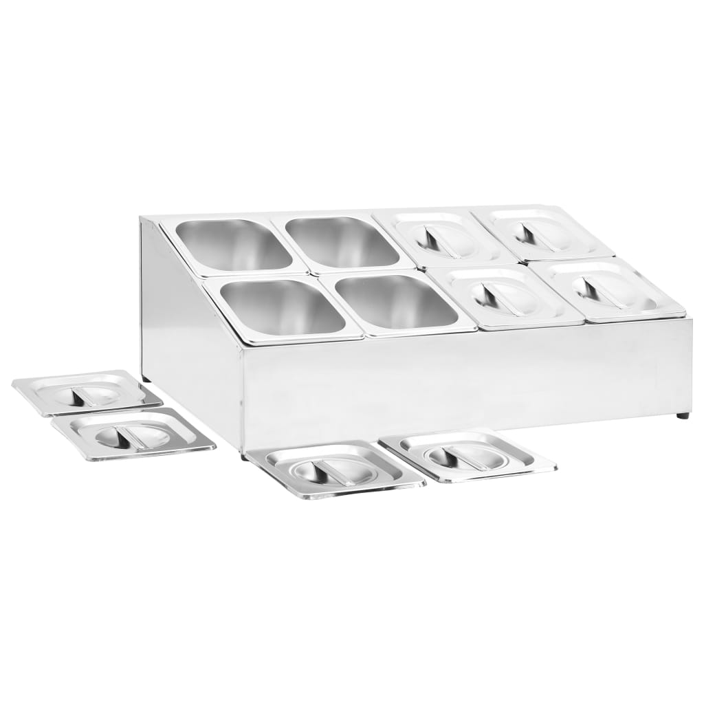 vidaXL Soporte bandeja Gastronorm con 8 bandejas 1/6 acero inoxidable