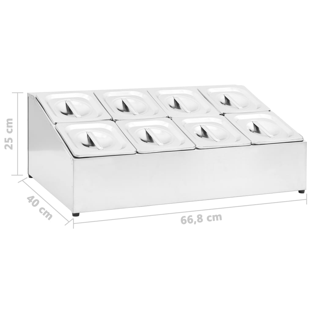 vidaXL Soporte bandeja Gastronorm con 8 bandejas 1/6 acero inoxidable