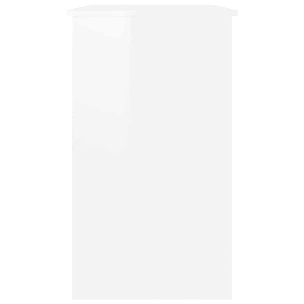 vidaXL Escritorio de madera contrachapada blanco brillo 90x45x76 cm