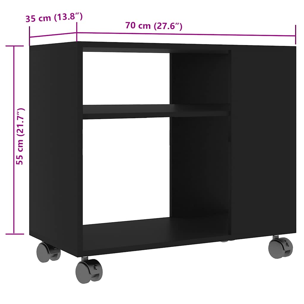 vidaXL Mesa auxiliar de madera contrachapada negro 70x35x55 cm