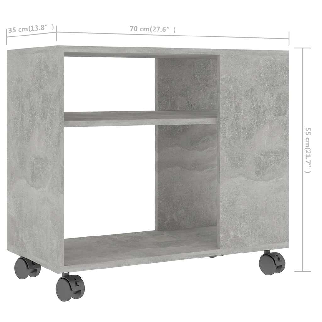 vidaXL Mesa auxiliar de madera contrachapada gris hormigón 70x35x55 cm