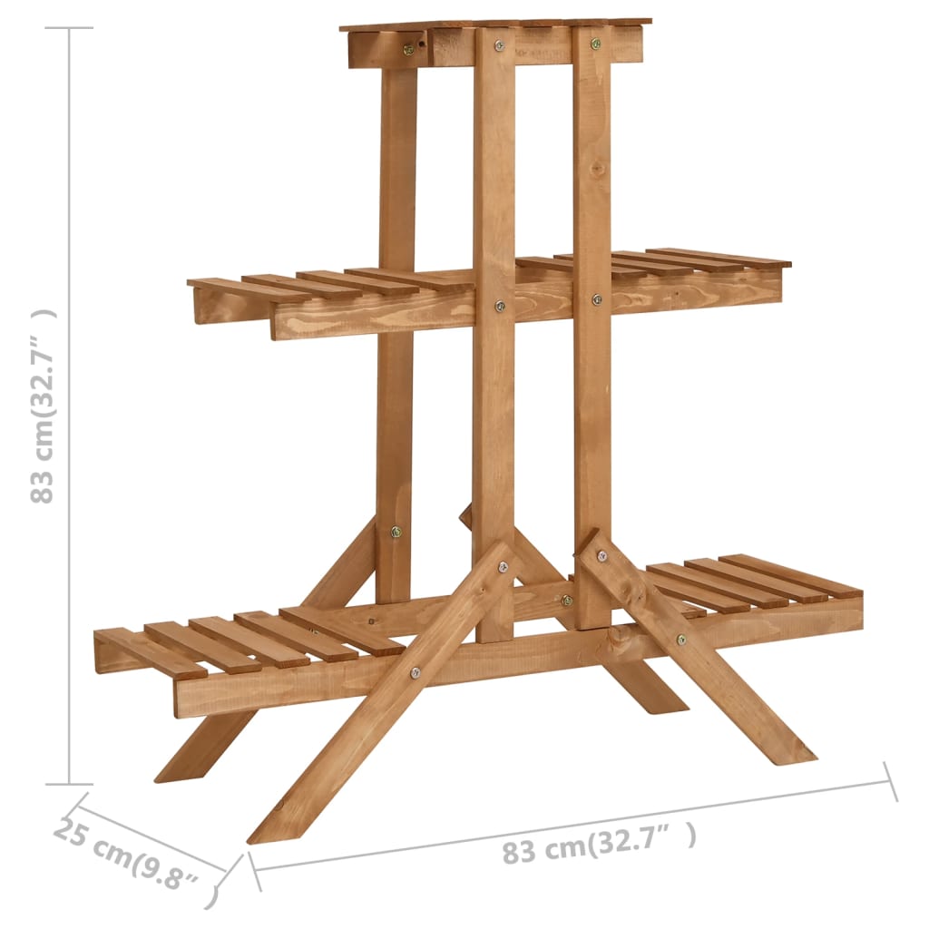 vidaXL Soporte para plantas de madera de abeto 83x25x83 cm