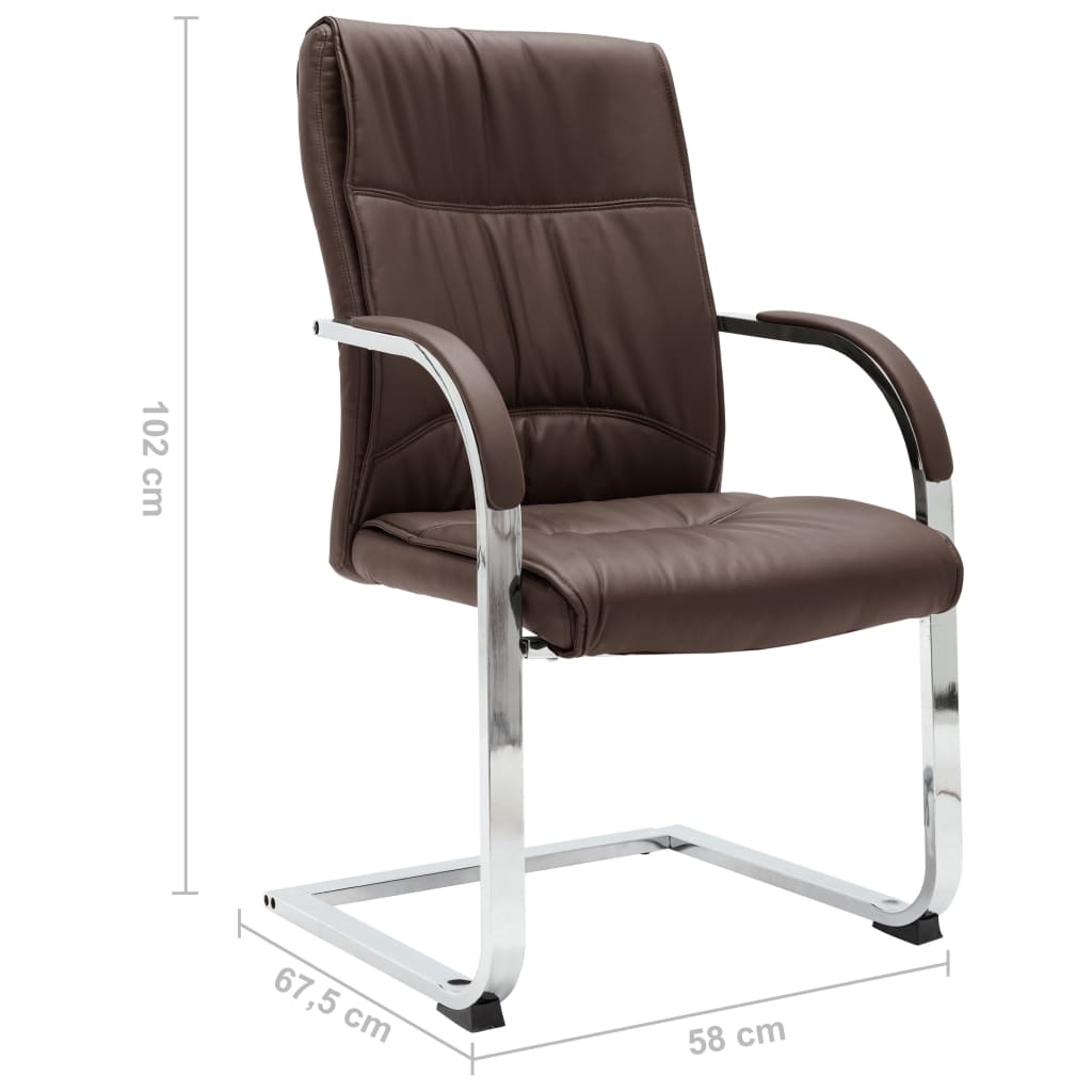 vidaXL Silla de oficina voladiza de cuero sintético marrón