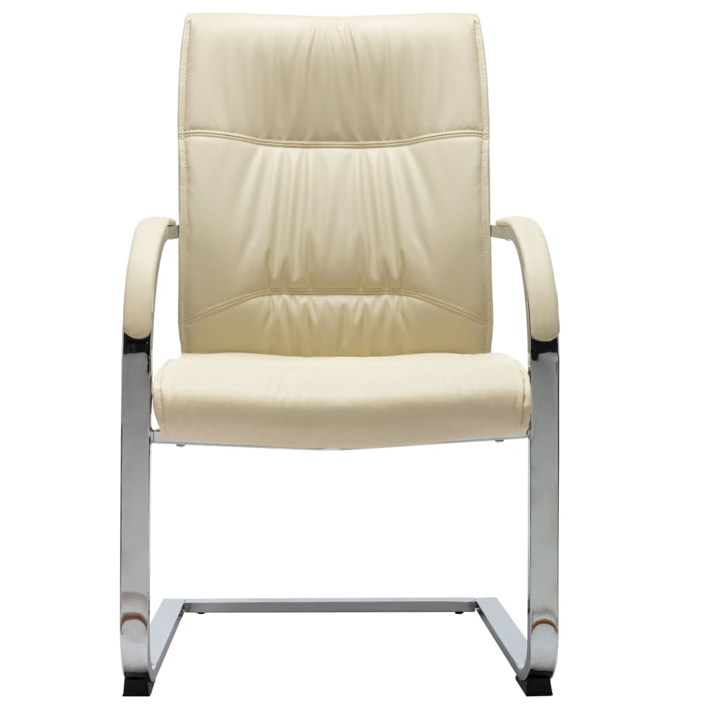 vidaXL Silla de oficina voladiza de cuero sintético crema