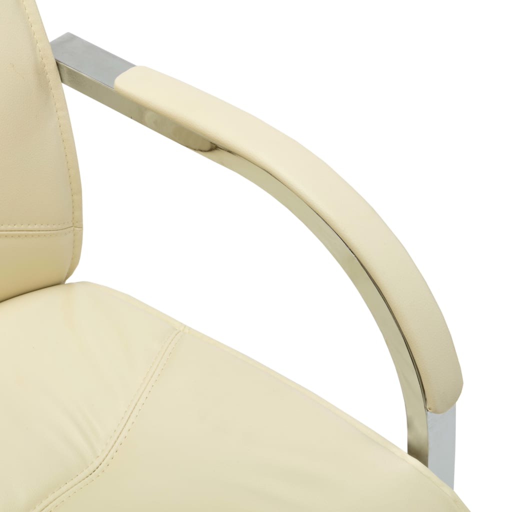 vidaXL Silla de oficina voladiza de cuero sintético crema