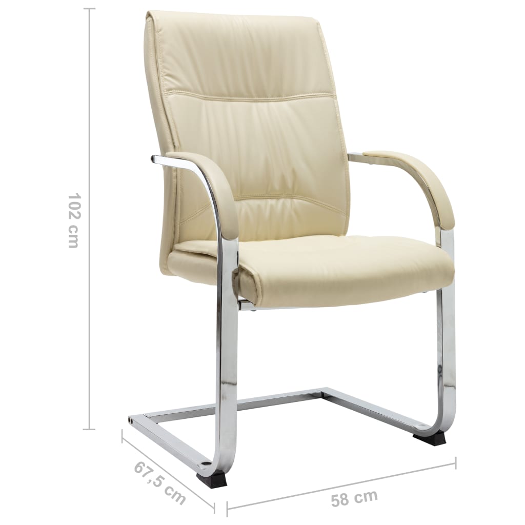 vidaXL Silla de oficina voladiza de cuero sintético crema