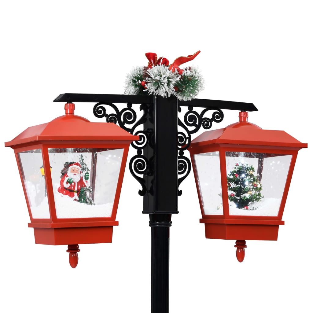 vidaXL Farola de Navidad con Papá Noel PVC negro y rojo 81x40x188 cm