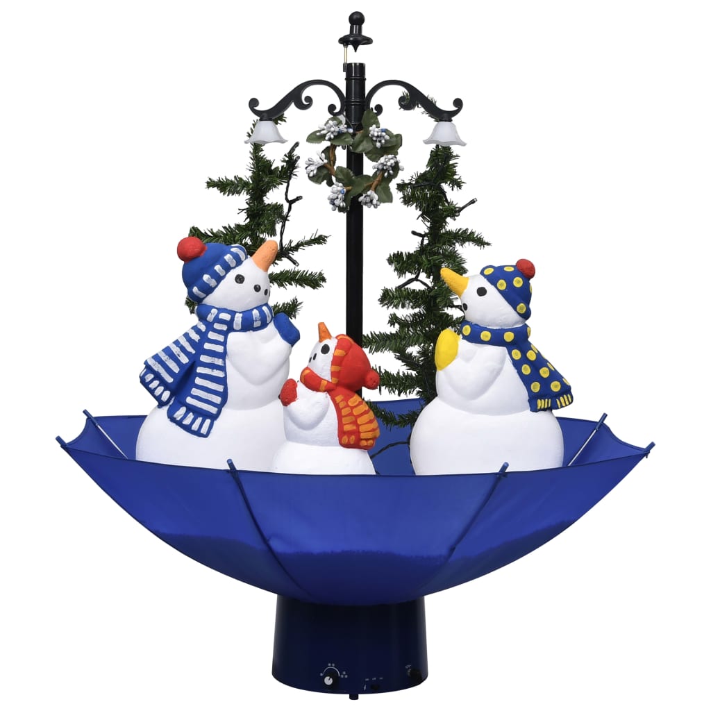 vidaXL Árbol de Navidad con nieve con base de paraguas PVC azul 75 cm