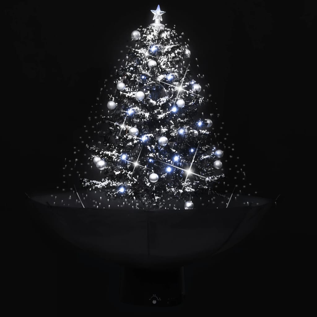 vidaXL Árbol de Navidad con nieve con base de paraguas PVC negro 75 cm