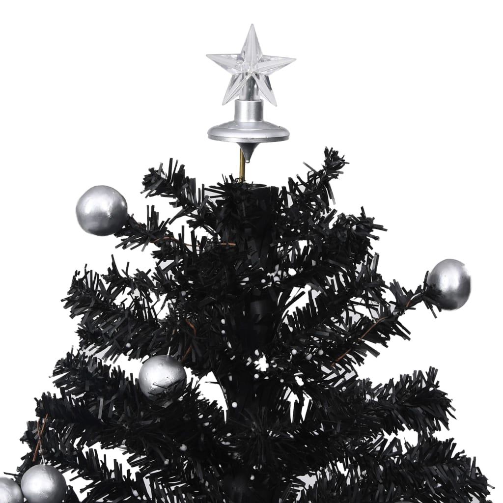 vidaXL Árbol de Navidad con nieve con base de paraguas PVC negro 75 cm