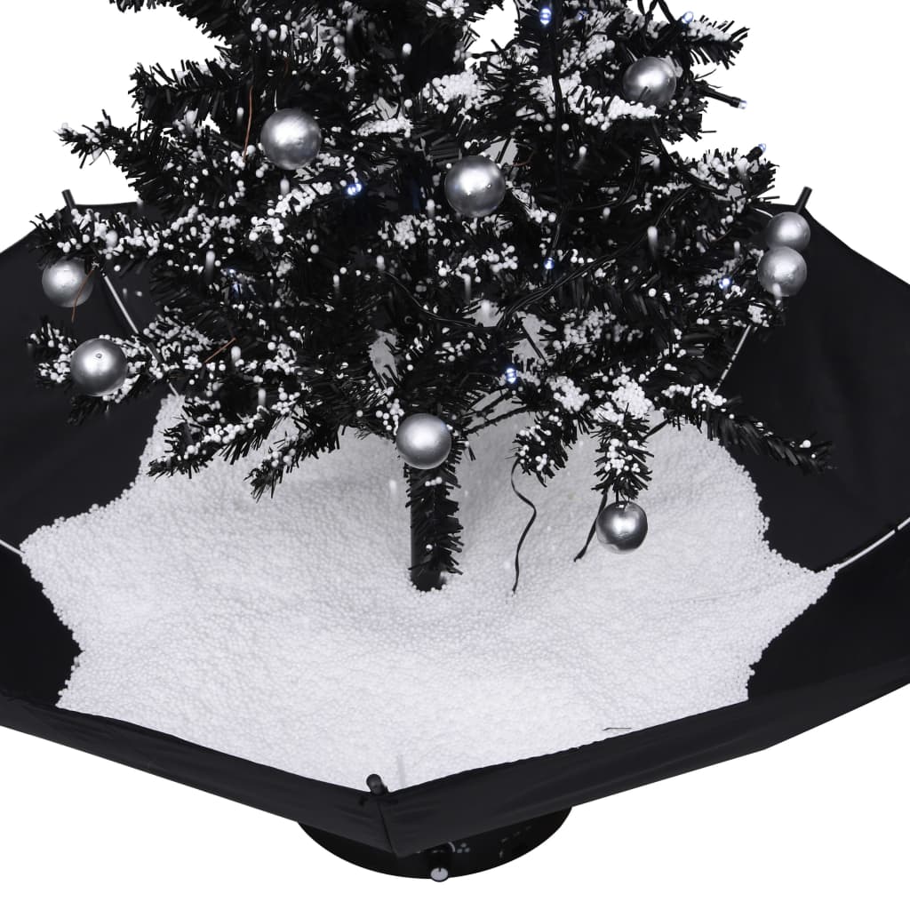 vidaXL Árbol de Navidad con nieve con base de paraguas PVC negro 75 cm