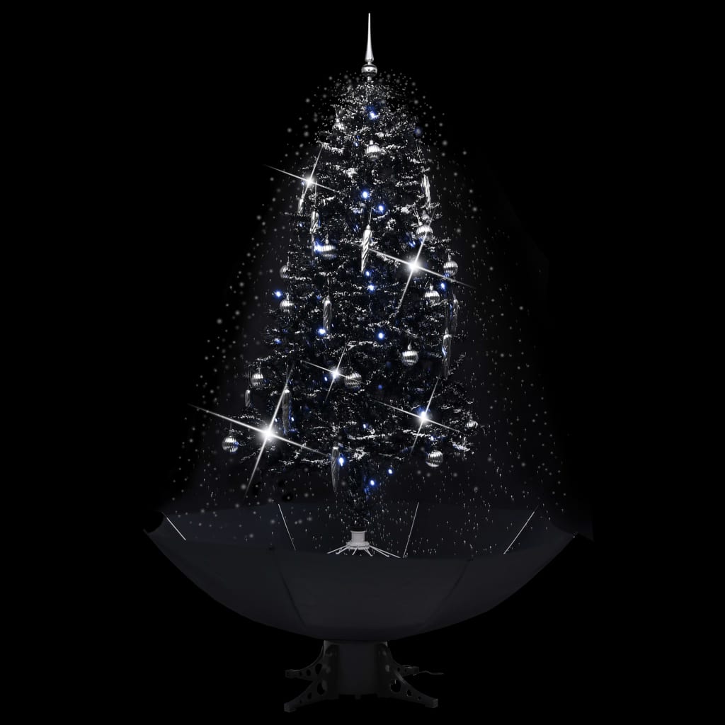 vidaXL Árbol de Navidad con nieve y base de paraguas PVC negro 190 cm